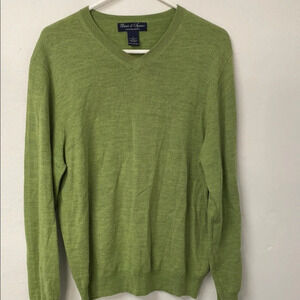 Davis & Squire Men's 100%  Merino Wool V Neck Sweater‎ Green Size Large